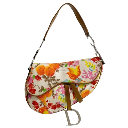 Saddle Floral Printed Canvas Shoulder Bag
