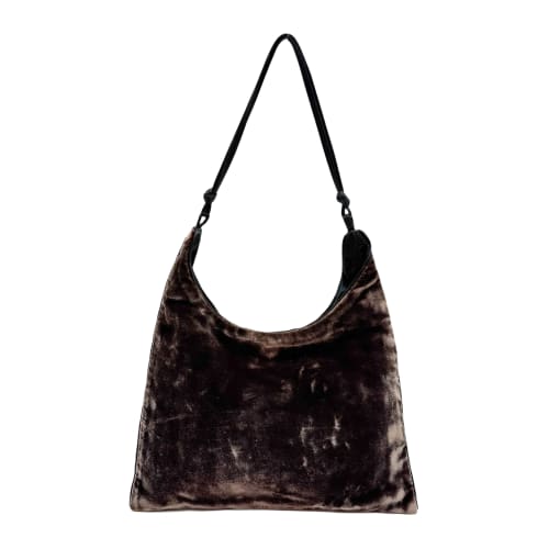 Brown Velvet Shoulder Bag