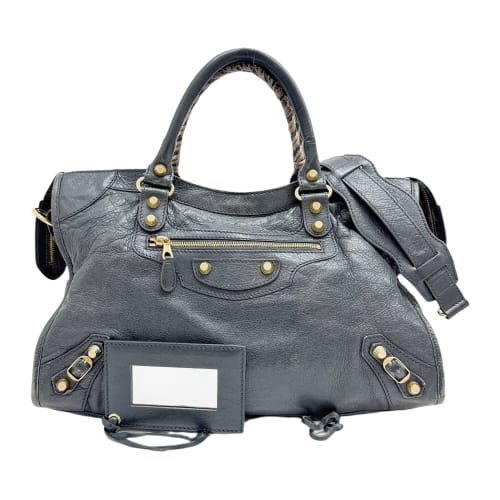 The City Grey Leather Two Way Bag