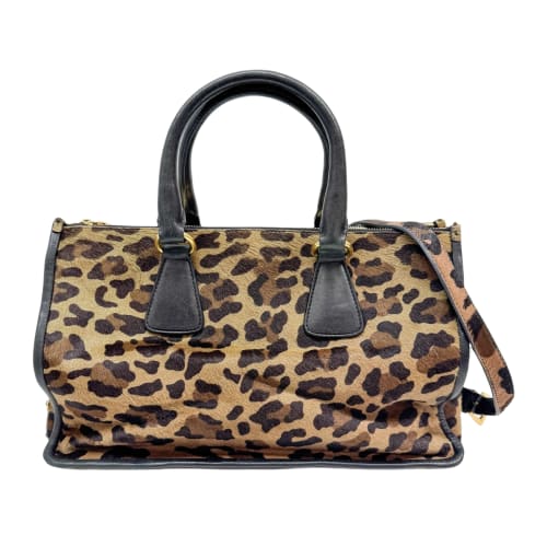 Brown Leopard Print Pony Hair Two Way Bag