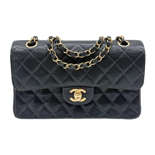 Matelassﾃｩ 23 Double Flap Chain Black Grain Calf Skin Leather Shoulder Bag