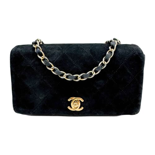 Mini Classic Flap Black Suede Shoulder Bag
