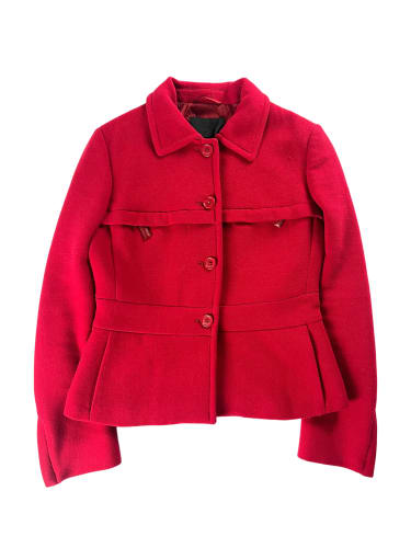 Prada Red Wool Zipper Coat FW 2000 - M