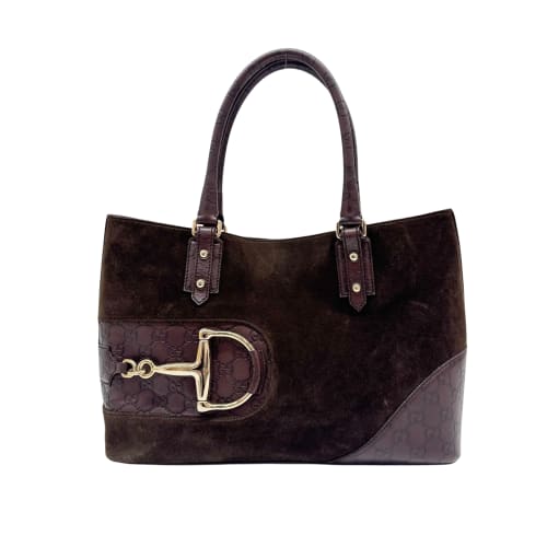 Horsebit Brown Suede Tote Bag