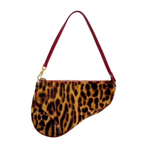 Saddle Pouch Brown Cheetah Print Pony Hair Shoulder Bag
