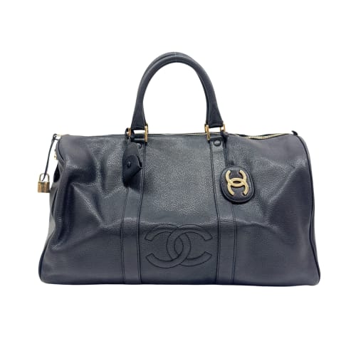 Boston/Bowling Black Leather Hand Bag