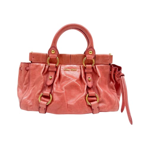 Mini Vitello Coral Leather Two Way Bag