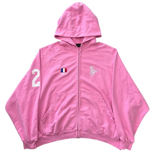 BALENCIAGA 2022AW DEMNA GVASALIA Polo Oversized Destroyed Zip-up Hoodie