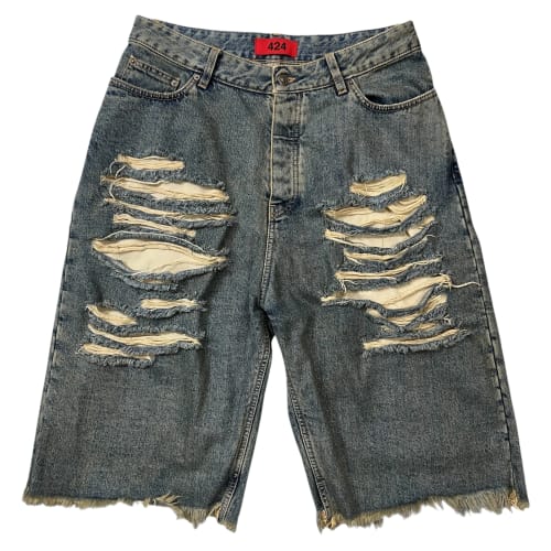 424 “Big Daddy” Destroyed Denim Shorts