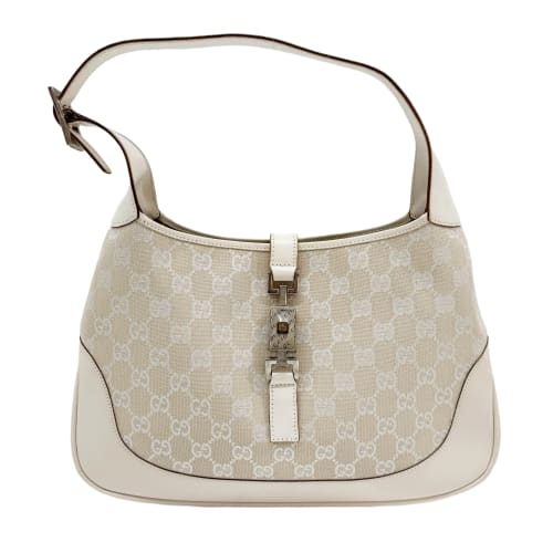 Jackie Beige GG Canvas Shoulder Bag