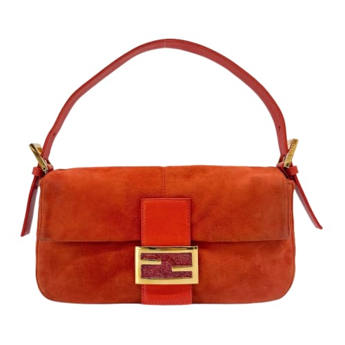 Baguette Burnt Orange Suede Shoulder Bag