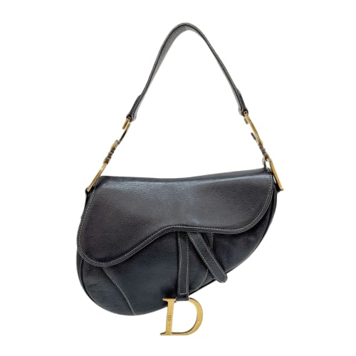 Saddle Black Leather Shoulder Bag