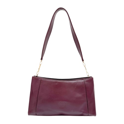 Plum Purple Leather Shoulder Bag