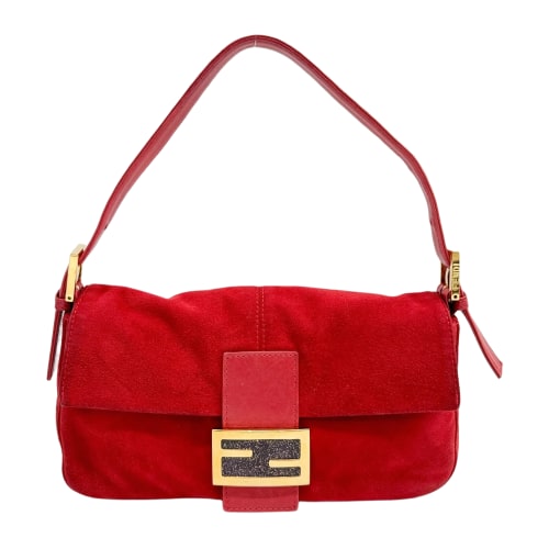 Baguette Red Suede Shoulder Bag