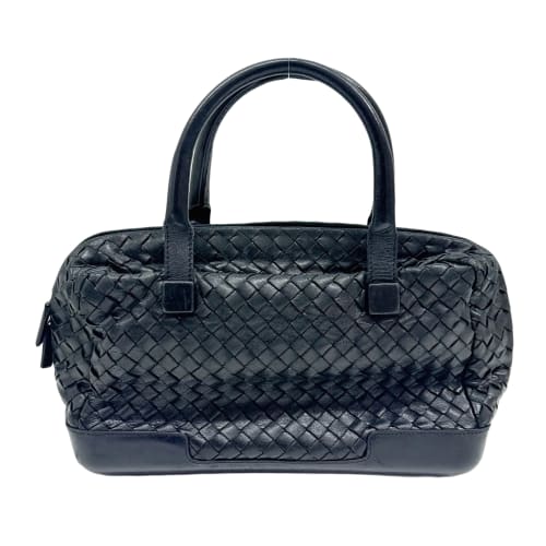 Intrecciato Black Leather Hand Bag