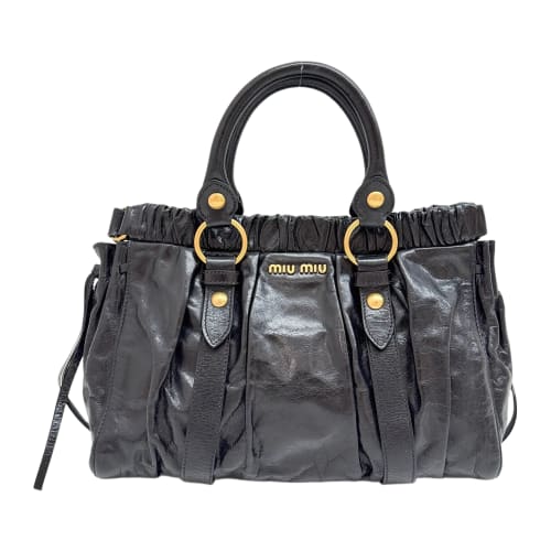 Vitello Black Leather Two Way Bag