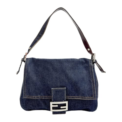 Mamma Baguette Blue Denim Shoulder Bag