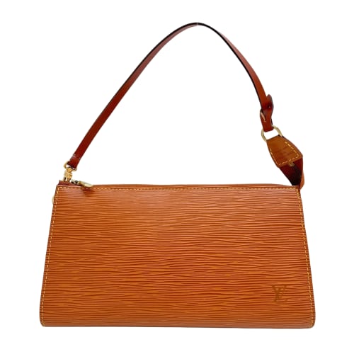 Pochette Accessoire Epi Caramel Brown Leather Hand Bag