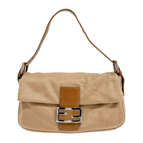 Baguette Beige Cashmere Shoulder Bag