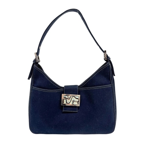 Navy Blue Canvas Shoulder Bag