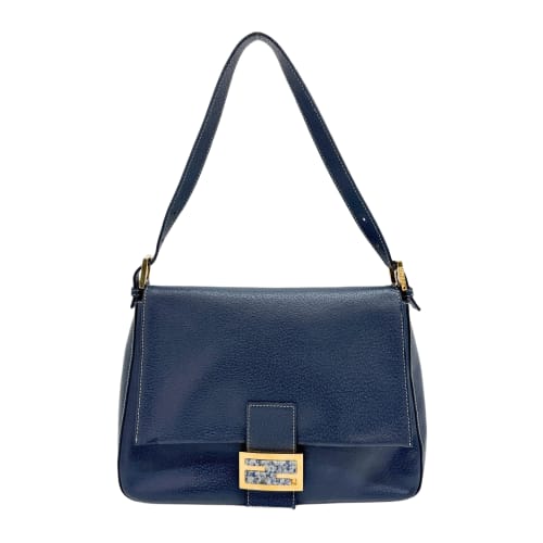 Mamma Baguette Navy Leather Shoulder Bag