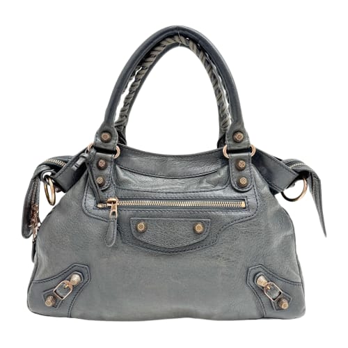 Town Gray Leather Two Way Bag