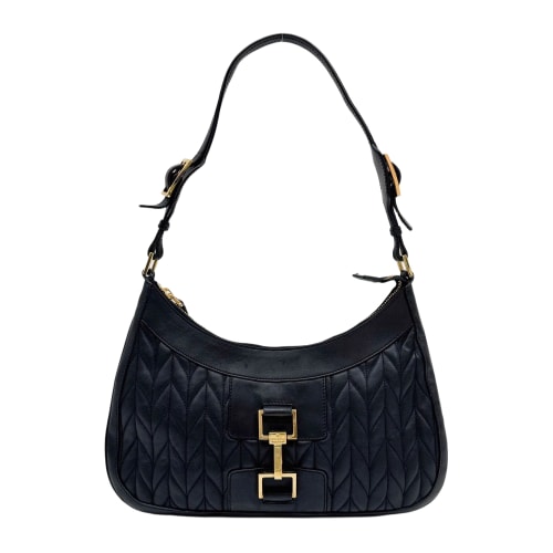 Jackie Quilted Black Leather Shoulder Bag