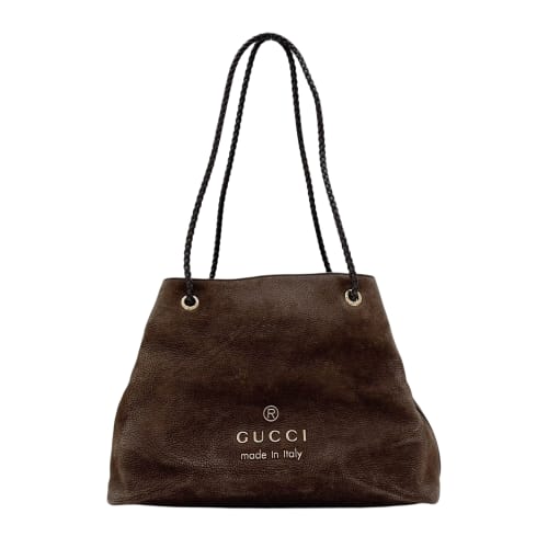 Gifford Large Braided Handle Leather Shopping Bag Dark Brown