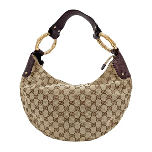 Bamboo Ring Tan GG Canvas Shoulder Bag