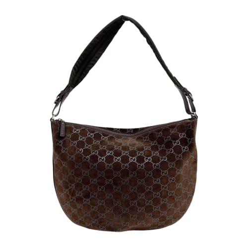 Brown GG Canvas Suede Hobo Bag