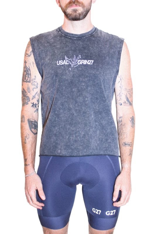 'Introduce Yourself!' USAL x GRIN27 Muscle Tee - Stone