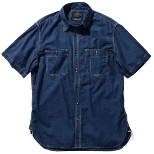BEAMS PLUS | Work Short Sleeve Tee Indigo Chambray Indigo by Weekends Chengdu