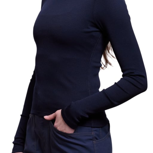 Ribbed Merino Turtleneck in Woad by Windthrow