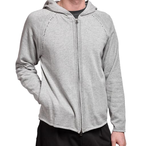 Knit Zip-Up Hoodie in Melange Grey by Windthrow
