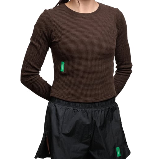 Fitted Long Sleeve Waffle T-Shirt in Umber by Windthrow