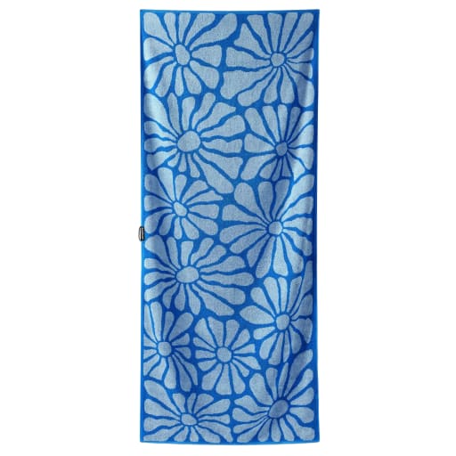Organic Cotton Beach Towel: Lazy Daisy Stellar Coastal Blue by Nomadix