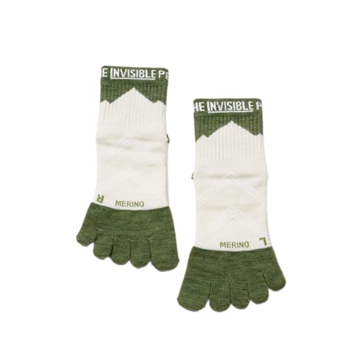 Invisible x The Peak Hunter Merino 5 Toe Targeted Cushion Mid Crew Trail Socks by INVISIBLE COMPANY