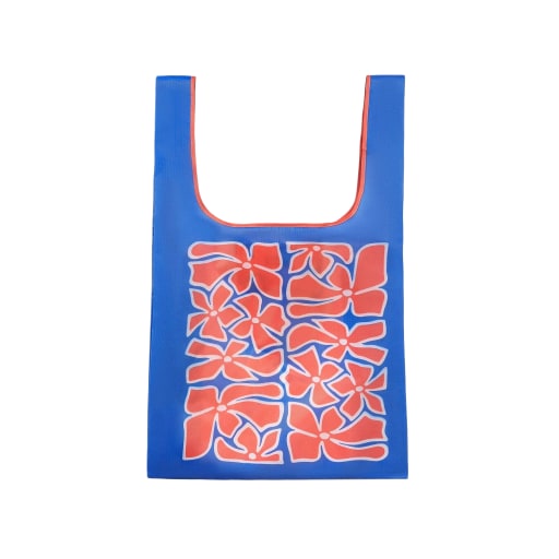 Pocket Tote: Wild Flowers Stellar Blue Red by Nomadix