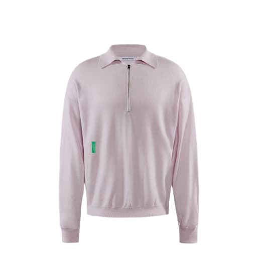 Merino Wool Quarter Zip Sweater, Lilac Grey by District Vision