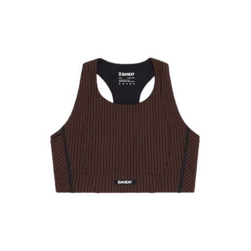 Women's Striped Cadence™ Longline Bra - Cacao / Black by Bandit Running