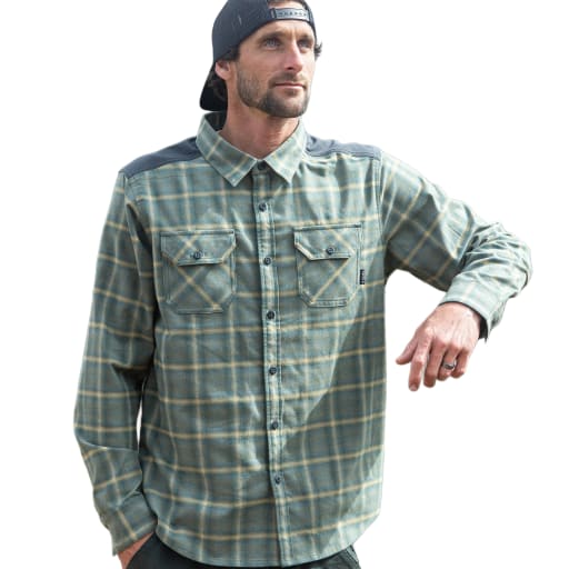 Men's Flannel Shirt - Olive Plaid/Graphite by Xcel Wetsuits
