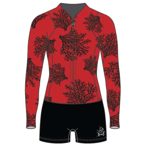 Girls Ocean Ramsey Water Inspired Axis Long Sleeve Front Zip Springsuit 2mm by Xcel Wetsuits