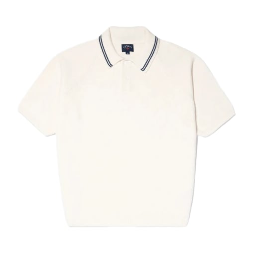Sweater Polo - White/Navy by Hunting Lodge