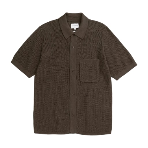Fredensborg Mercerised Cotton Knitted Shirt - Turkisk Coffee by Hunting Lodge