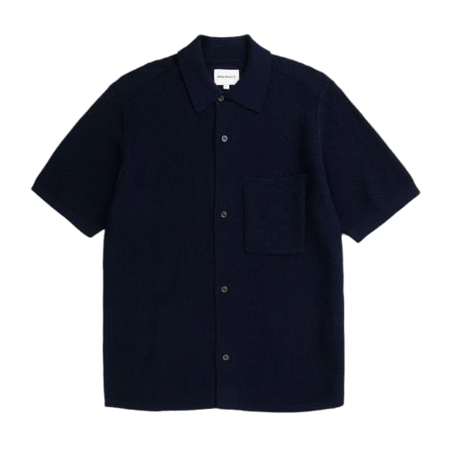 Fredensborg Mercerised Cotton Knitted Shirt - Dark Navy by Hunting Lodge