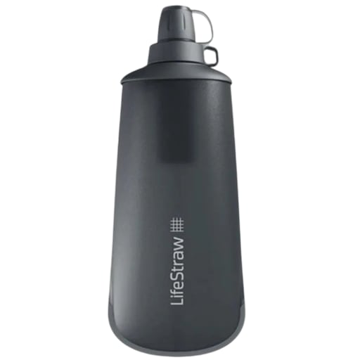 Peak Series Collapsible Squeeze 1L Bottle with Filter in Dark Mountain Gray by Hatchet Outdoor Supply Co.