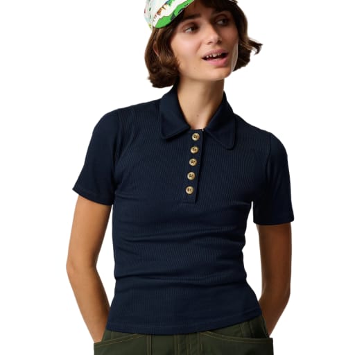 Ribbed Merino Polo - Luxurious, Durable Hiking Shirt - Woad by Hikerkind