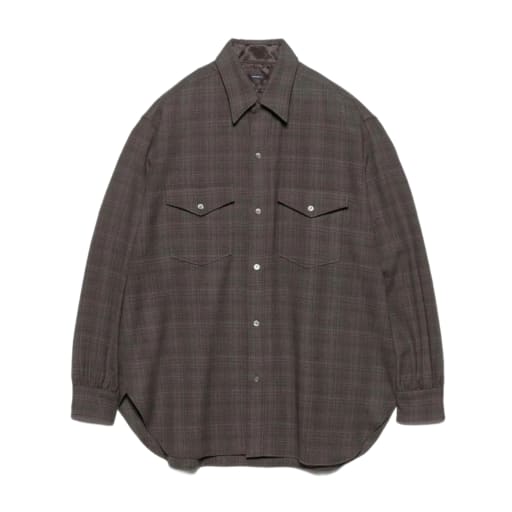 Regular Collar Wool Plaid Shirt - Charcoal by Hunting Lodge
