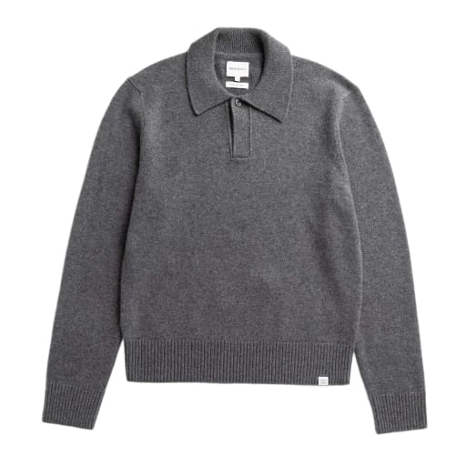 Anholt Merino Lambswool Polo - Grey Melange by Hunting Lodge
