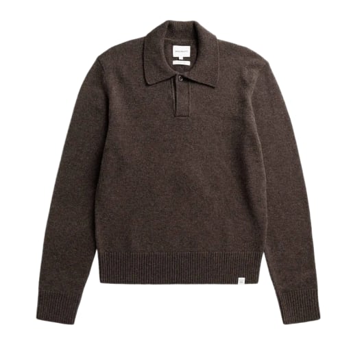 Anholt Merino Lambswool Polo - Heathland Brown by Hunting Lodge